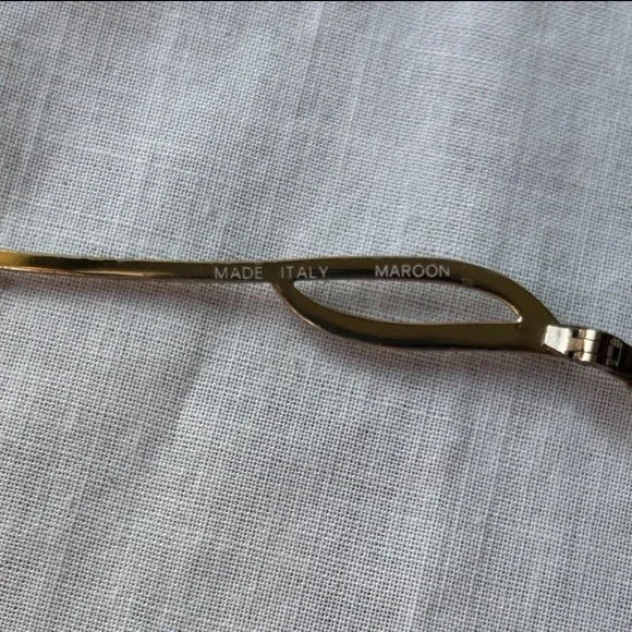 Vintage Luxottica Gold & Maroon Glasses Style #1343